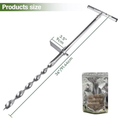 Soil Probe 36 Inch with 2 Bags, Twist Soil Sample Probe for Lawn House Plants, T-Handle Soil Sampler Probe Rod, Stainless Steel Soil Test Kits Tool for Soil Sampling - size: 36" #Twist