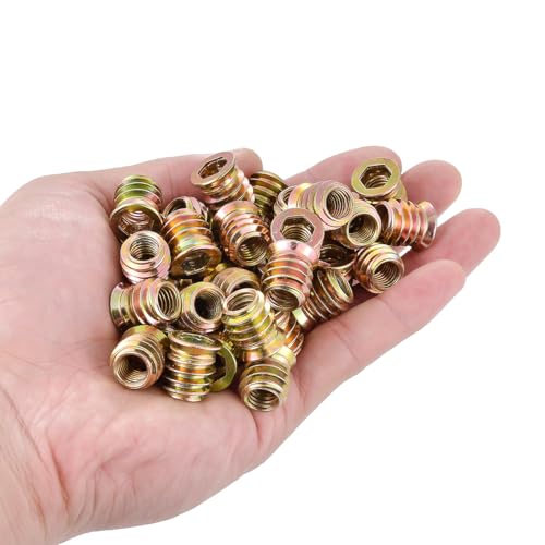 50 Pcs 5/16"-18x15mm Threaded Inserts for Wood for Furniture Reinforcement - size: 5/16"-18x15mm