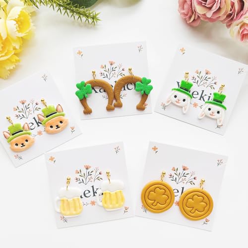 St. Patrick's Day Polymer Clay Cutters Set - 10pcs Sharp & Durable Leprechaun, Horseshoe & Beer Mug Shapes for DIY Earring Jewelry Making, Soft Clay Crafts & Holiday Supplies - color: 2K color
