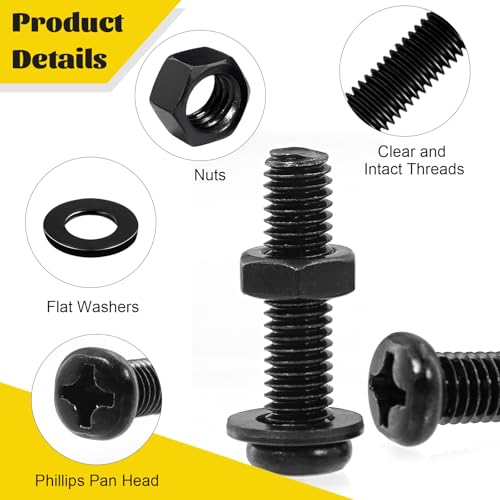 225pcs M4M5M6 Pan Head Machine Screw Assortment Kit,14/22/28/38/53 mm - size: B M4M5M6 225pcs