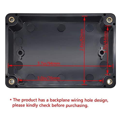 LeMotech Junction Box IP65 Waterproof Project Box Dustproof ABS Plastic Electrical Boxes Universal Enclosure for Electronic Black 3.93x 2.68x 1.97 inch (100 x 68 x 50 mm)(Pack of 1) - color: Black (1 pack), size: 3.9" x 2.6" x 1.9"