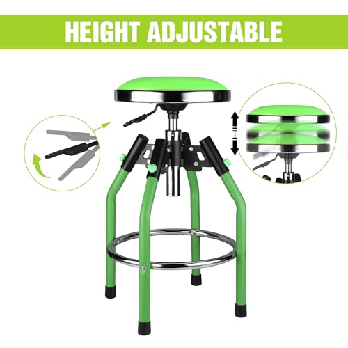 WORKPRO Garage Bar Stool, Heavy Duty Adjustable Hydraulic Shop Stool, 29in to 33. 86in, 330-Pound Capacity, Green - color: Green