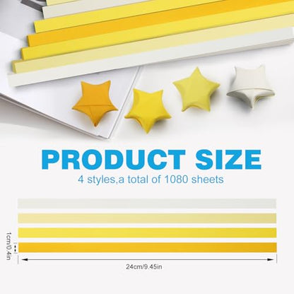 FoDau770 Solid Color Star Paper Strips - 1080 Sheet, Yellow Series - color: Solid Yellow Series