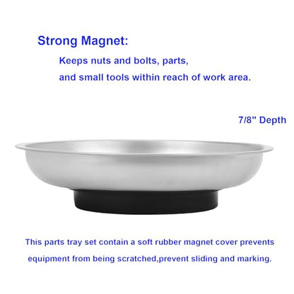 VASTOOLS Magnetic Parts Tray 3 Pack, 6" Round Magnetic Parts Bowl, Stainless Steel,for Screw Socket Pin Tools Nuts Bolts Ferruginous Metal Accessories - style: Bowl 3pc