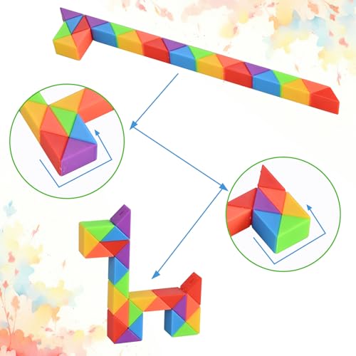 GOLDGE 24 Pack Mini Fidget Snake Cube Puzzle Toys Party Favors