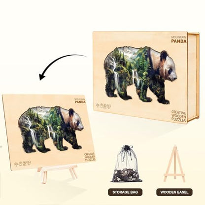 Mountain Panda Puzzles Adults Gifts for Women Men Wooden 195 Pieces 13.6 * 8.9in - color: Mountain Panda, size: Large