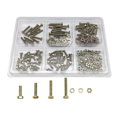 210PCS Nuts and Bolts Assortment Kit, Metric Bolt Assortment, M5 Bolts and Nuts Kit, Grade 8.8 Bolts and Nuts Kit, Metric Bolt Kit, Yellow Zinc Plated Coating, 4 Sizes, Length from 16-30mm - size: 210PCS M5