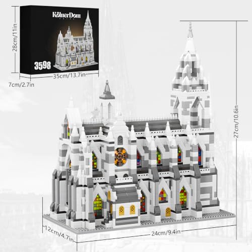 Miniature Building Blocks Cologne Cathedral Model Set (3598 Pieces) - Building Toys, Suitable for Adults as Gifts - style: Cologne Cathedral Model