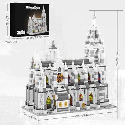 Miniature Building Blocks Cologne Cathedral Model Set (3598 Pieces) - Building Toys, Suitable for Adults as Gifts - style: Cologne Cathedral Model
