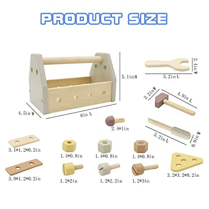 Montessori Wooden Tools Kit Toddler Educational Toy Set - color: Yellow
