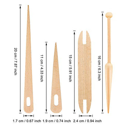 Set of 7 Loom Sticks with 5 Crochet Needles, Shuttles, Bobbin Sticks for Wood Weaving & Handcrafts Tool