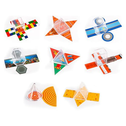 8 Pieces Geometric Models 3D Shapes & 2D Folding Nets Multicolored Removable Educational Leaning for Classroom Homeschool