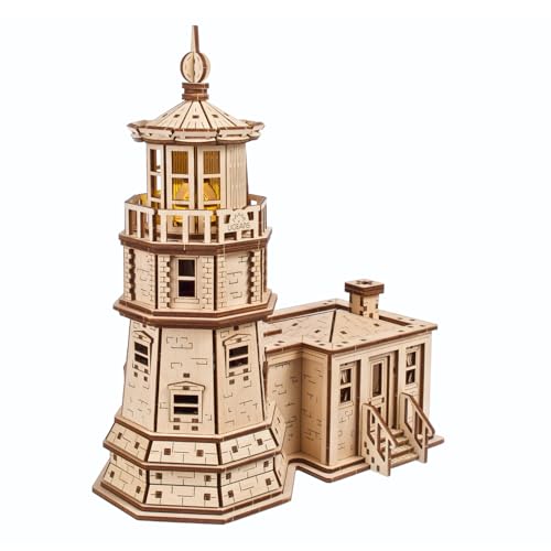 UGEARS Split Rock Lighthouse 3D Wooden Puzzles for Adults – Wooden Model Kits for Adults, Crafts for Adult, Model Kits to Build, Wooden 3D DIY Model Brain Teaser, Hobby Set