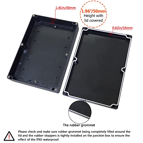 LeMotech Electrical Box ABS Plastic Project Box IP65 Waterproof Junction Box Project Case Universal Enclosure for Electronics Black 10.3X 7.1x 2.3 inch (263x182x60mm)（Pack of 1 - color: Black (1 pack), size: 10.3" x 7.1" x 2.3"