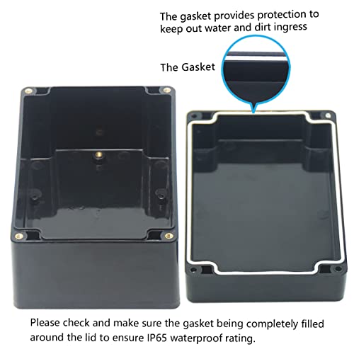Junction Box, Zulkit Project Box IP65 Waterproof Outdoor Box ABS Plastic Electrical Boxes Electronic Enclosure Black 6.3 x 4.3 x 3.5 inch(160 x 110 x 90 mm)(Pack of 1) - size: 6.3" x 4.3" x 3.5"(Pack of 1)