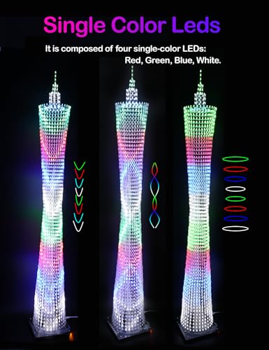 Led Canton Tower Model DIY Electronic Kit, LED Cube Model Handmade Soldering Project Kit, 64 LED Circles, Height 1 Meter. (GZT-64) - size: GZT-64