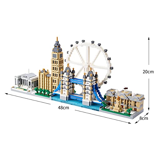 Kadablk Architecture Series Mini Bricks for Adults and Teens, London Skyline Collection 3430 PCS,Micro Mini Blocks Set Model Kit,Landmark Model - color: London Skyline