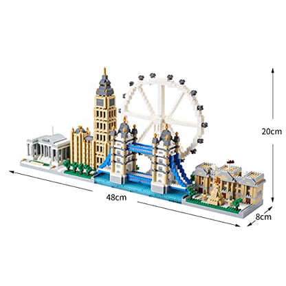 Kadablk Architecture Series Mini Bricks for Adults and Teens, London Skyline Collection 3430 PCS,Micro Mini Blocks Set Model Kit,Landmark Model - color: London Skyline