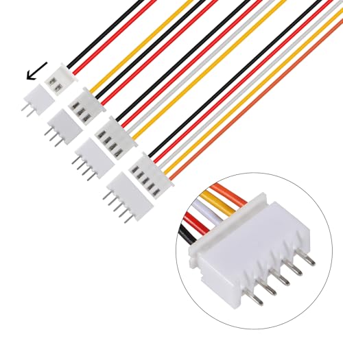 ACEIRMC 40Pairs JST-XH Connector Kit, XH 2.54mm 2/3/4/5 Pin Header Male and Female Connectors Plug Adapter with Flat Wire Cable 200mm 26AWG Compatible with JST XH (2/3/4/5P/Set) - color: 2/3/4/5P/Set