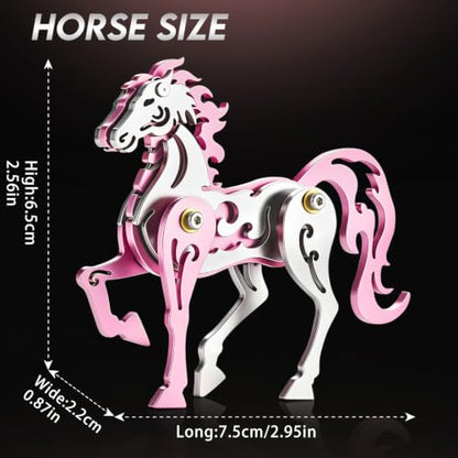 3D Metal Puzzle Mechanical Model Pink Horse Stainless Steel - color: D01-pink Horse