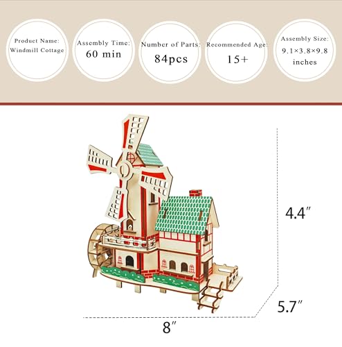 Log Cabin 3D Wooden House Puzzle,DIY Mini Building Model Kit，015 - color: 015