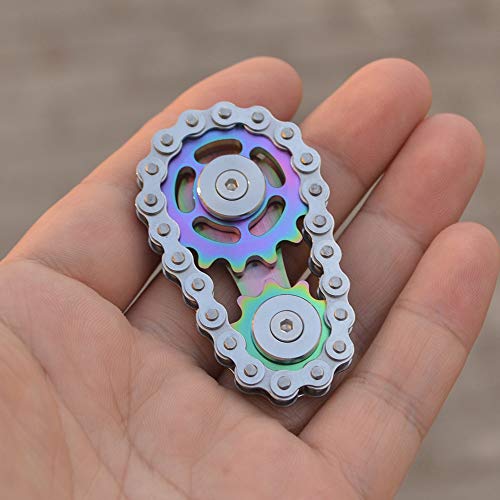Fidget Spinner, Sprocket Linkage Bike Chain Spinner Design 2 Gears Figity Spin Finger Games, Metal Stainless Steel Durable Mechanics, Premium Figit Toy - Colorful - color: Colorful