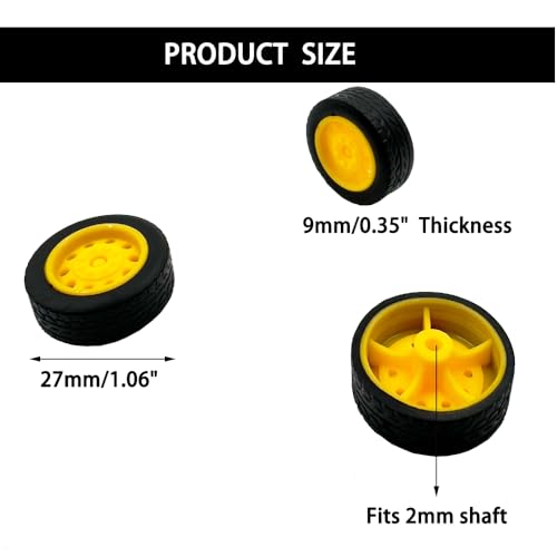 20PCS Toy Car Small Wheels Model Car Rubber Tire Wheels with 10PCS Shaft Round Rod Axles for RC Car Truck Robot DIY Model Toy Building Accessories (2x9x27mm) - style: 2x9x27mm