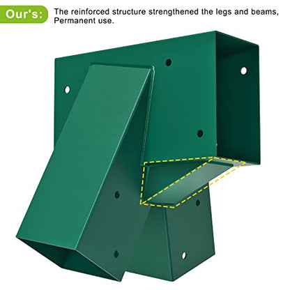 BeneLabel A-Frame 2 Swing Set Brackets, Heavy Duty Steel Swing Set Hardware with Mounting Hardware, DIY Swing Set End Bracket Swing Set Kit for 2 (4x4) Legs & 1 (4x6) Beam, Green - color: Both Ends Swing Set Bracket