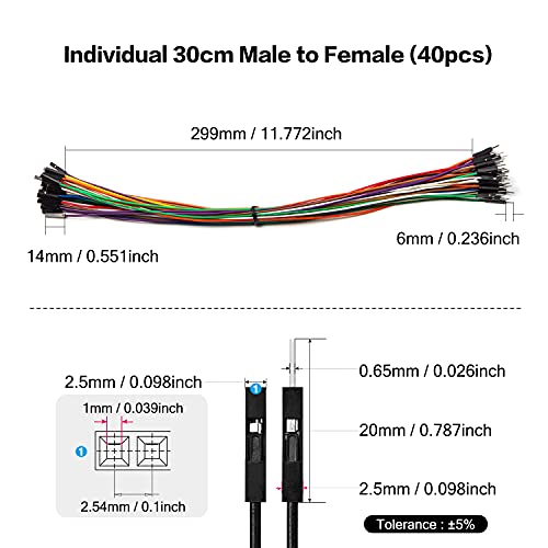 Chanzon 40pcs 30cm Long Male to Female Header Jumper Wire Dupont Cable Line - color: (2) Male to Female (40pcs), size: 30CM