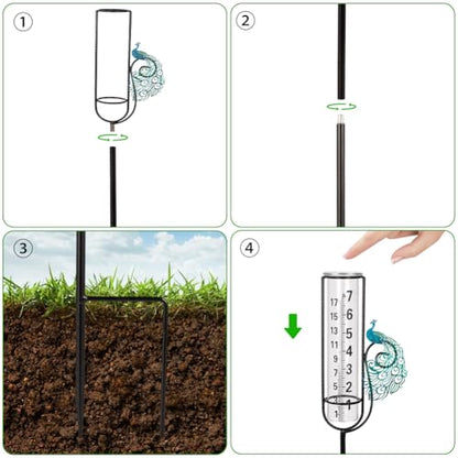 Stargarden Rain Gauge, Outdoor Peacock Rain Gauge - color: Blue peacock