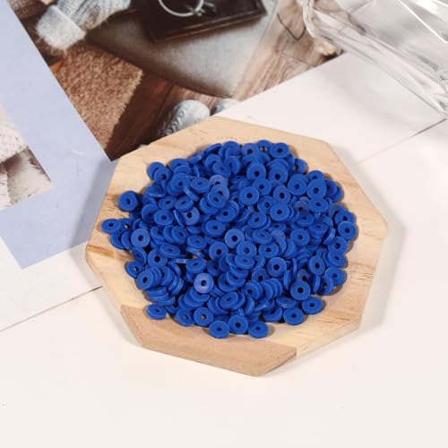 2000pcs Royal Blue Clay Beads 6mm for Bracelets Making Flat Round Polymer Clay Bead Heishi Beads for Jewelry Making Earring Bracelets Necklace - color: Royal Blue