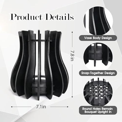 Wooden Vase Kit for Lego Flowers Arrangement - color: Black