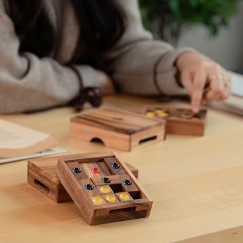 Setting Sun: STEM Sliding Block Puzzle AKA Huarong Dao or Klotski from SiamMandalay with SM Gift Box(Pictured) Improve Critical Logical Thinking with an Eco Friendly Handmade Educational Game
