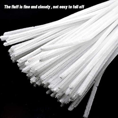 100 Pieces Pipe Cleaners Craft Chenille Stem White Pipe Cleaners - color: White