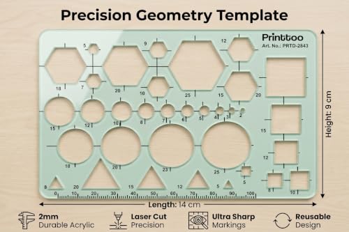 Printtoo Precision Geometry Drafting Stencil Ruler Technical Tool Set - color: Series -PRTD-2843A