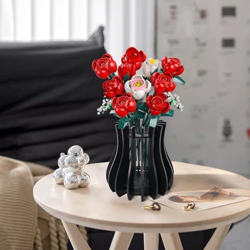 Wooden Vase Kit for Lego Flowers Arrangement - color: Black