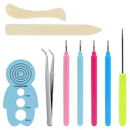 KITANIS 9 Pieces Multifunctional Slotted Quilling Tool and Supplies Kit Ergonomic for Beginner, Advanced Quiller, DIY, Handcraft, Scrapbooking, Card Making, Bookbinding and Origami - color: 9P pink