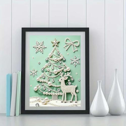 Christmas Tree Pearl Diamond Art Kits For Adults,Elk Diamond Painting Kit - color: GM8872