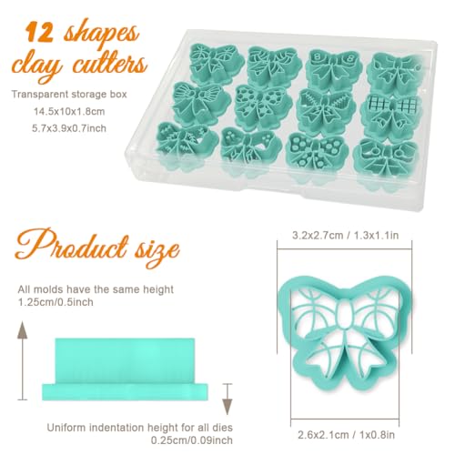 ORIGACH 12 Pcs Bow with Sports Ball Polymer Clay Cutters Set - style: Bow with Sports Ball