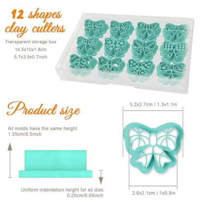ORIGACH 12 Pcs Bow with Sports Ball Polymer Clay Cutters Set - style: Bow with Sports Ball