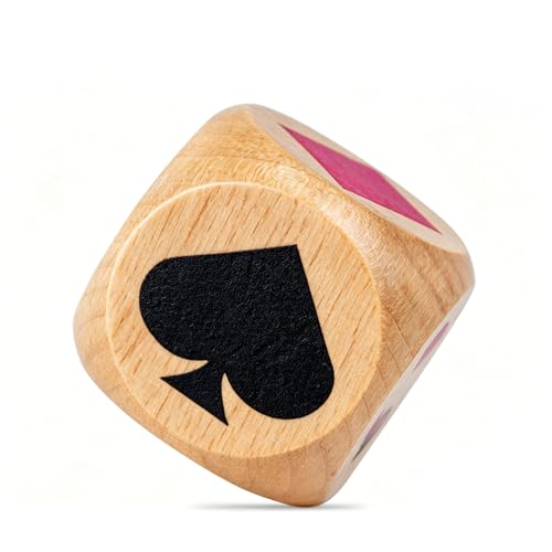 Wooden Euchre Trump Marker Dice Set - Large 1.57" (4cm) Clear Printed Euchre Cube, Trump Poker Game Kit, for Euchre Players & Card Game Lovers (One piece) - color: One Piece