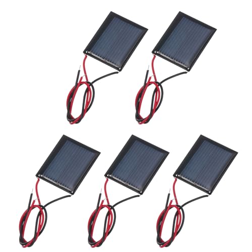 MECCANIXITY 5 Pcs 1V 0.08W 80mA Mini Solar Panels, Small Polycrystalline Solar Cell Panel with 2 Cable for DIY Electric Toy Materials Kits Charger, 30mm x 25mm - style: 1V 0.08W 80mA