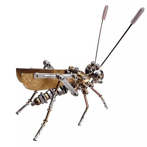 Steampunk Cricket 3D Metal Puzzle Model – 160+ Pcs Mechanical Screw Assembly Kit Level 3/5 3 Hrs Build No Glue Desk Ornament Birthday for Father Husband(Cricket) - style: Cricket