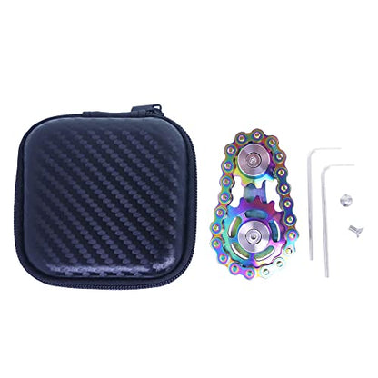 Fidget Spinner, Sprocket Linkage Bike Chain Spinner Design 2 Gears Figity Spin Finger Games, Metal Stainless Steel Durable Mechanics, Premium Figit Toy - Full Colorful - color: Full Colorful
