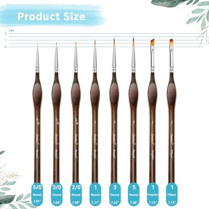 Detail Paint Brushes Set, 8 pcs Miniature Brushes for Fine Detailing - color: Brown