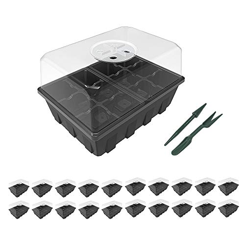 Gardzen 20 Pack Seed Starter Trays with Adjustable Vented Dome 240 Cell Clear - color: Clear, size: 20-Pack