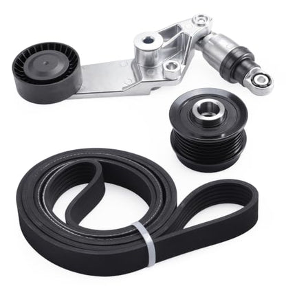 Serpentine Drive Belt Kit with Belt Tensioner & Idler Pulley#38286 37015P - size: 2003-2008 for Corolla/Matrix/Celica