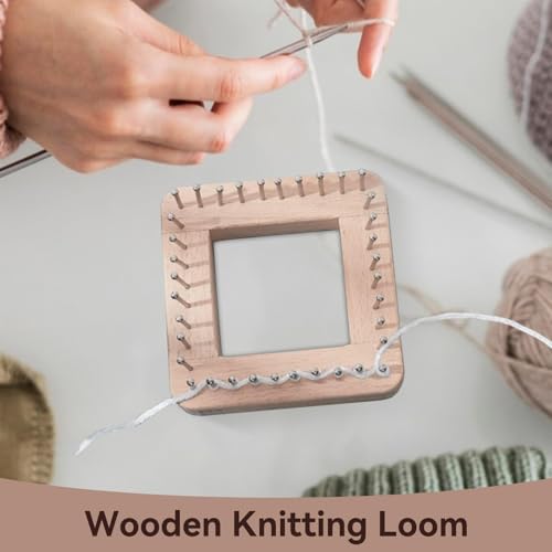 HERCHR Wooden Knitting Loom, Hand Knitting Loom Board Wooden Multi Craft Frame Weaving Loom Kit for Weaving Beginner Children Adults, 3.9 * 3.9in - color: 10*10cm