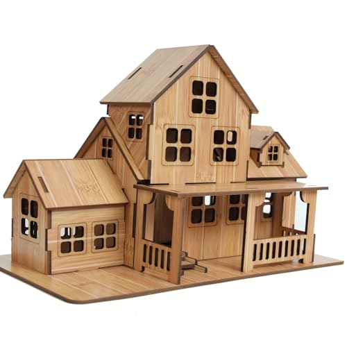 3D Wooden Puzzles for Adults Wooden Building Model, 3D House Model Kits for Adults, Log Cabin Model Kits