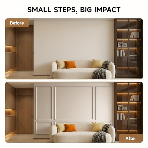 INMOZATA Pre-Cut Peel and Stick Wall Molding Wainscoting Panels 87"x134" - size: 63" x 31",63" x 72"